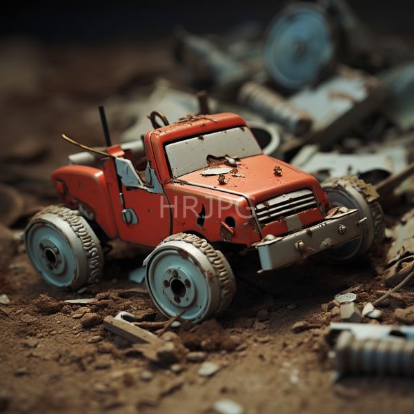 High Resolution: lonely old red car in a ruin download. | HRJPG.com
