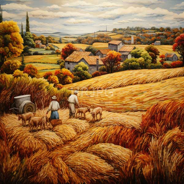 High Resolution: farmer toiling in a vast golden wheat field download. | HRJPG.com