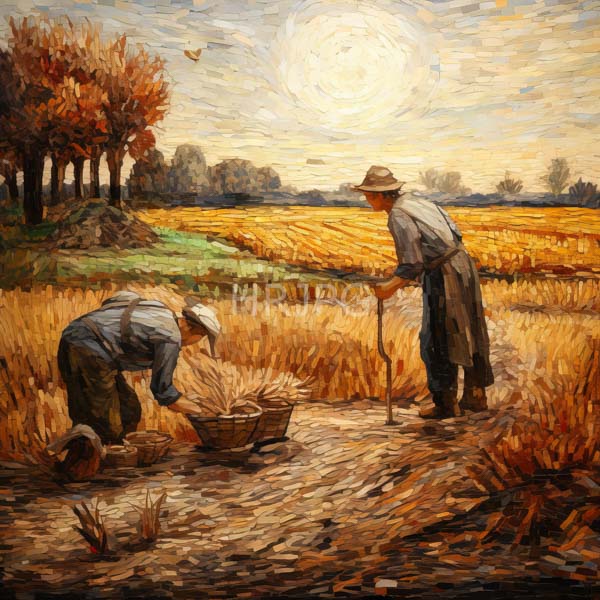 High Resolution: farmer working busily in the sun in a wheat field download. | HRJPG.com