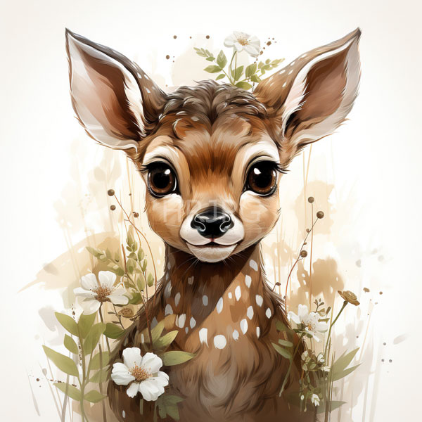 High Resolution: An illustration of a deer with a flower wreath on its head download. | HRJPG.com