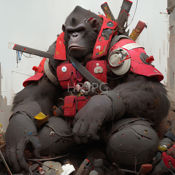 High Resolution: monkey in red armor holding a katana download. | HRJPG.com