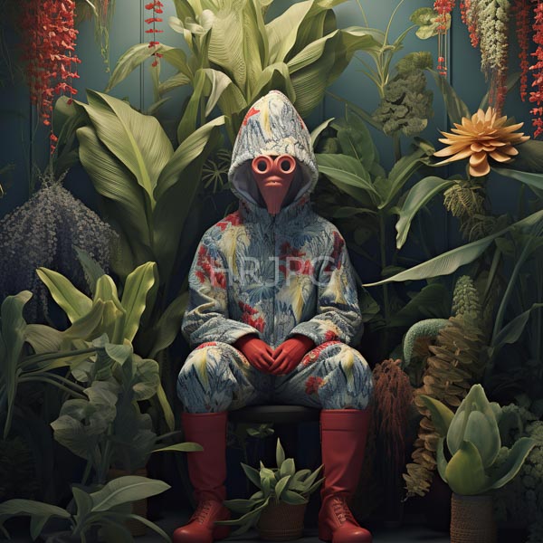 High Resolution: person in a red robe standing in a room full of cactuses download. | HRJPG.com