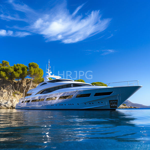 High Resolution: White Yacht Moored in a Blue Bay download. | HRJPG.com