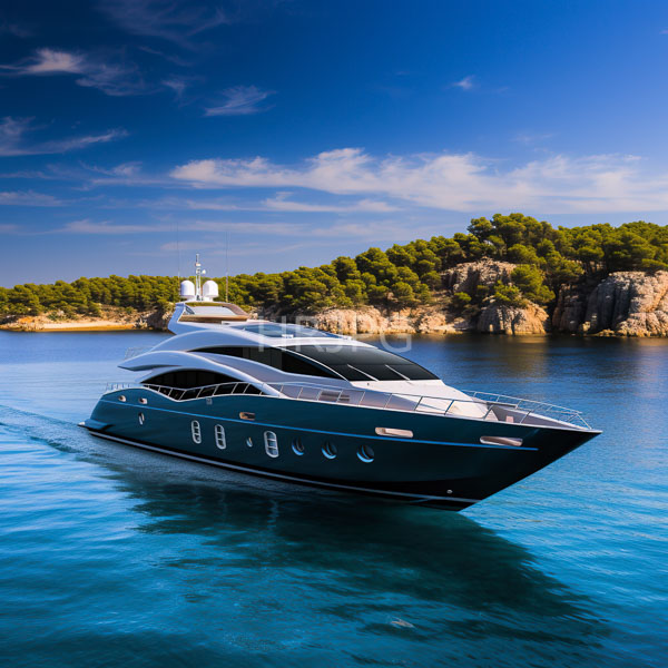 High Resolution: Black Yacht Moored in a Blue Bay download. | HRJPG.com