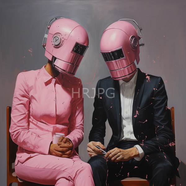 High Resolution: Scene of Two Robots in Different Attire Sitting download. | HRJPG.com