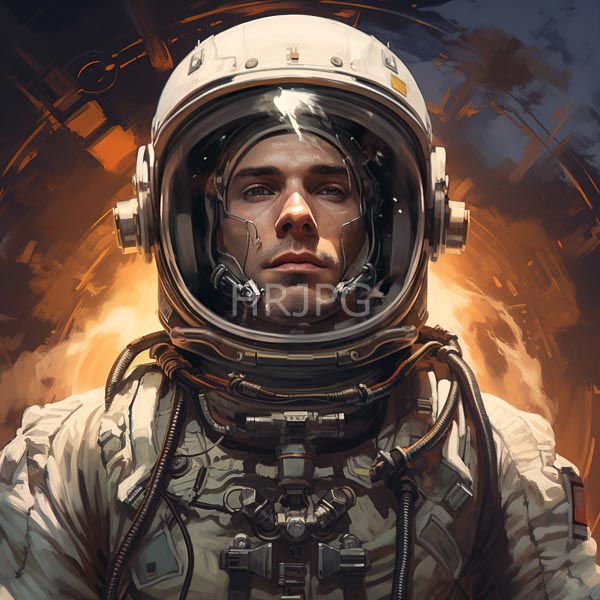High Resolution: Realistic Painting of an Astronaut's Face in a Close-up download. | HRJPG.com