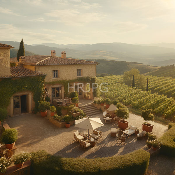 High Resolution: Sunlight Falling on a European Estate and Courtyard download. | HRJPG.com