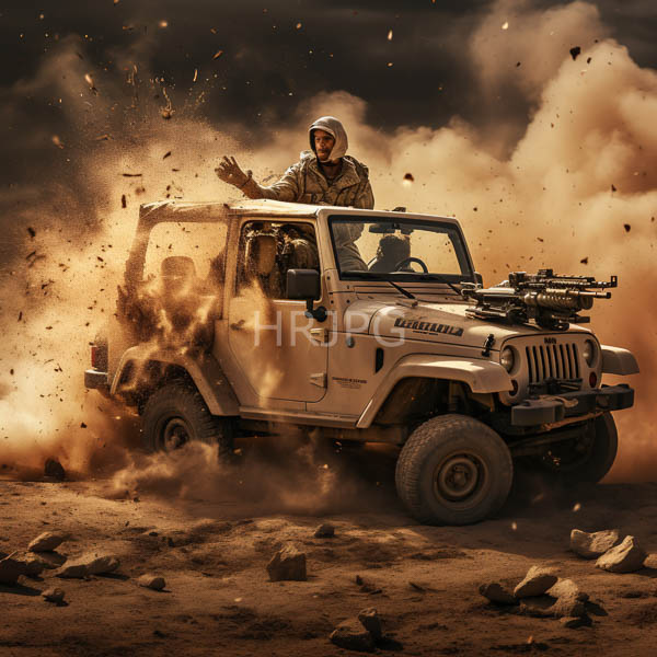 High Resolution: Scene of a Military Jeep Driving on a Dirt Road download. | HRJPG.com