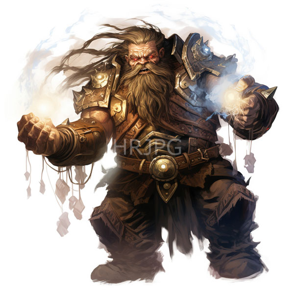 High Resolution: Fantasy Painting of a Dwarf Holding Orbs of Light download. | HRJPG.com