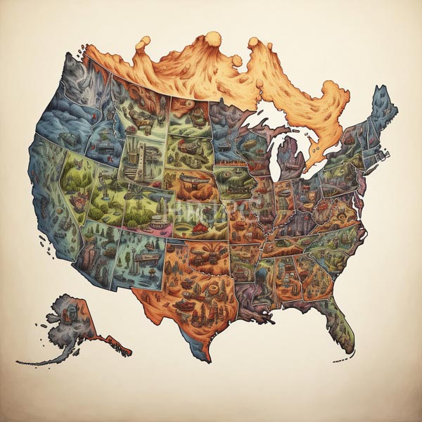 High Resolution: An artistic illustration of a US map. download. | HRJPG.com