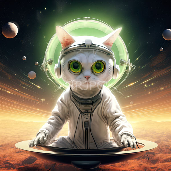 High Resolution: cat in a spacesuit with a glowing halo. download. | HRJPG.com