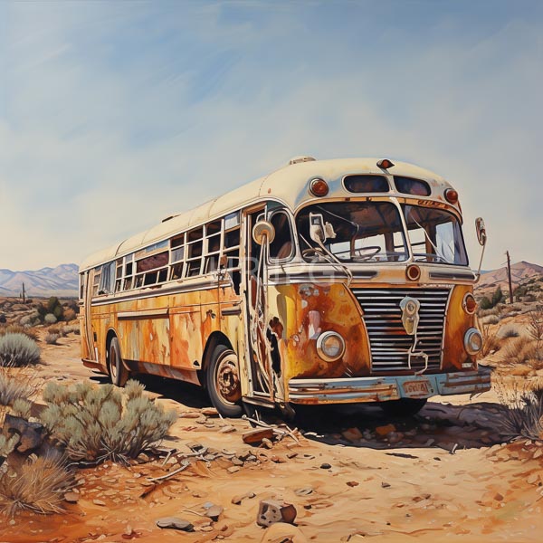 High Resolution: An old rusty bus on a desolate road. download. | HRJPG.com