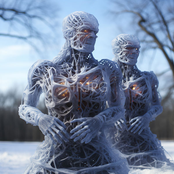 High Resolution: Two figures with glowing wireframes. download. | HRJPG.com