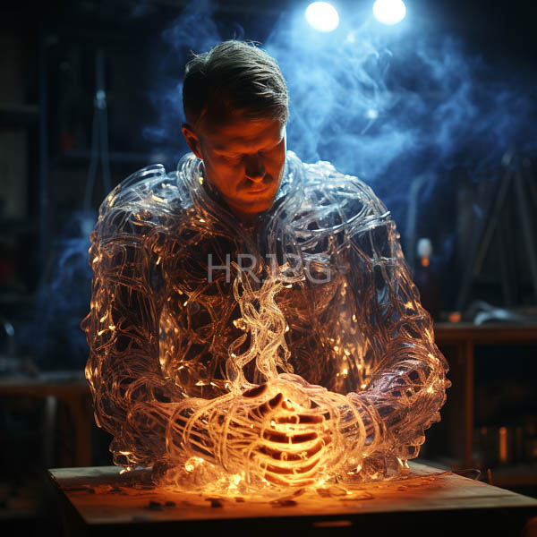 High Resolution: man holding a glowing orb made of wires. download. | HRJPG.com