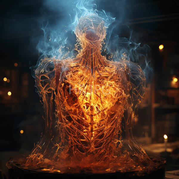 High Resolution: glowing figure with a fiery core. download. | HRJPG.com