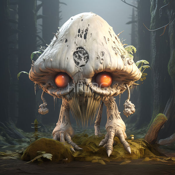 High Resolution: mysterious, glowing mushroom monster with a large, eerie smile. download. | HRJPG.com
