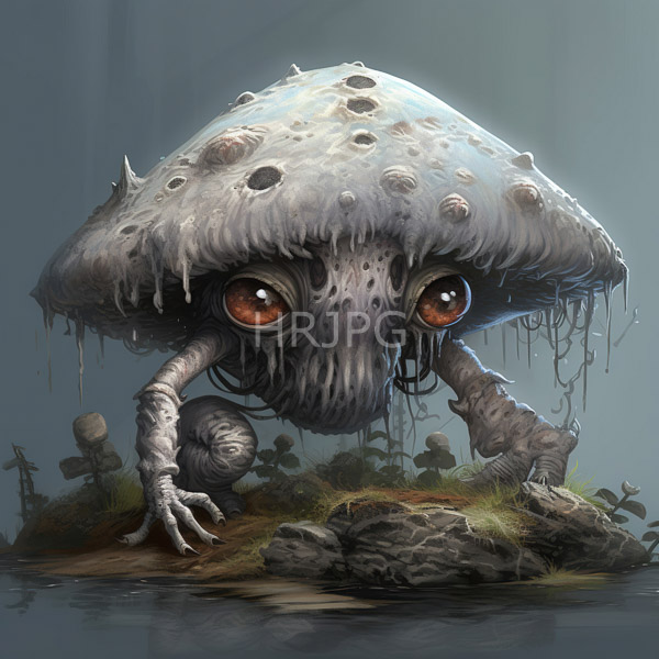 High Resolution: chilling fungal beast with radiant eyes, standing in a swampy landscape. download. | HRJPG.com