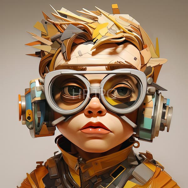 High Resolution: stylized portrait of a person wearing large, reflective goggles. download. | HRJPG.com