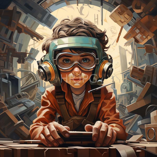High Resolution: An illustration of a person with goggles and futuristic headgear. download. | HRJPG.com