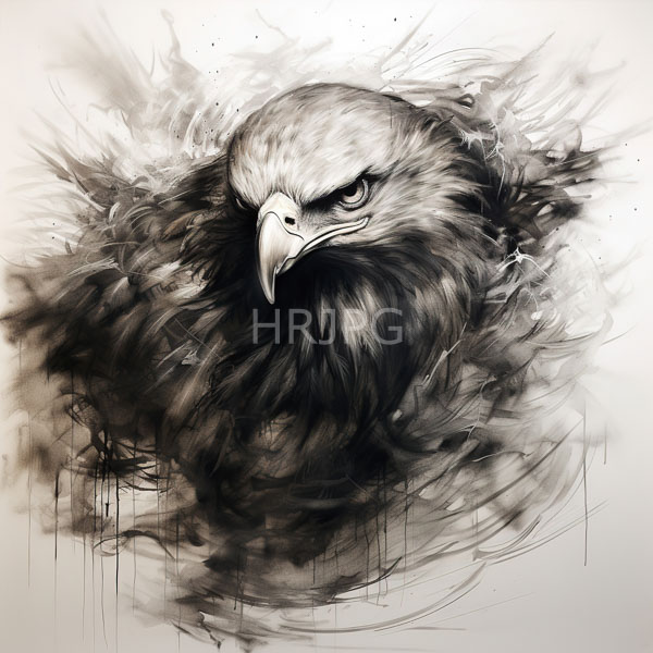 High Resolution: dramatic, expressive ink sketch of an eagle with a powerful expression. download. | HRJPG.com
