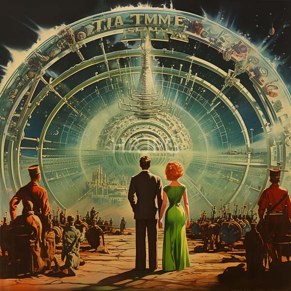 High Resolution: Two individuals looking at a large, futuristic, glowing sphere in a hallway. download. | HRJPG.com