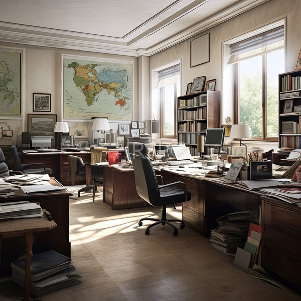 High Resolution: classic, old-fashioned desk with a world map and books in a study. download. | HRJPG.com