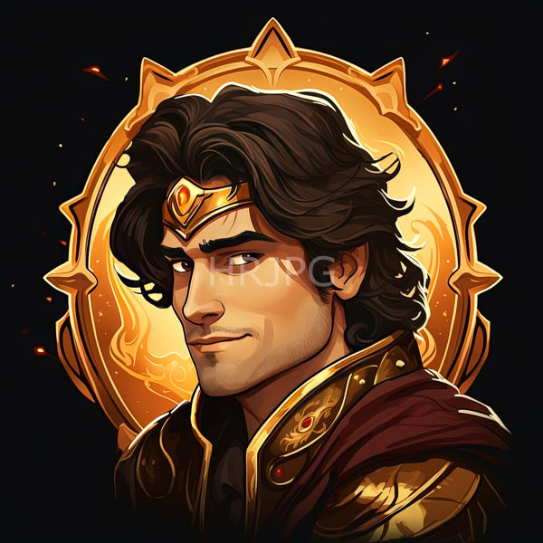 High Resolution: dramatic painting of a man with a golden halo and a smirking expression. download. | HRJPG.com