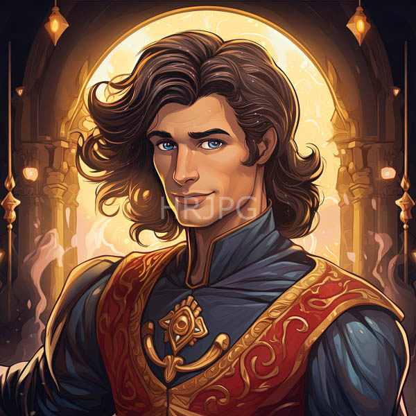High Resolution: portrait of a man with flowing dark hair and a calm expression. download. | HRJPG.com