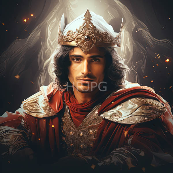 High Resolution: portrait of a man in detailed armor and a royal crown. download. | HRJPG.com