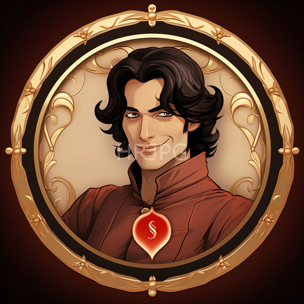 High Resolution: close-up portrait of a smirking man in a circular frame. download. | HRJPG.com