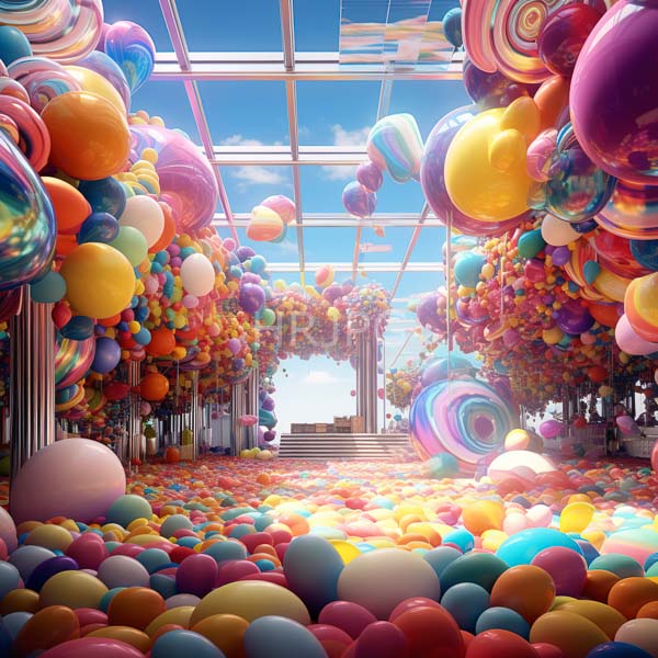 High Resolution: cheerful, colorful room overflowing with balloons in various sizes. download. | HRJPG.com
