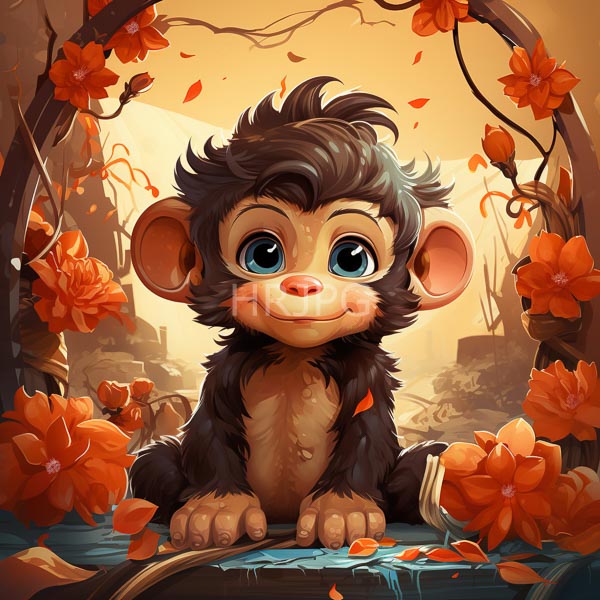 High Resolution: sweet baby monkey with large, expressive eyes and fluffy fur. download. | HRJPG.com