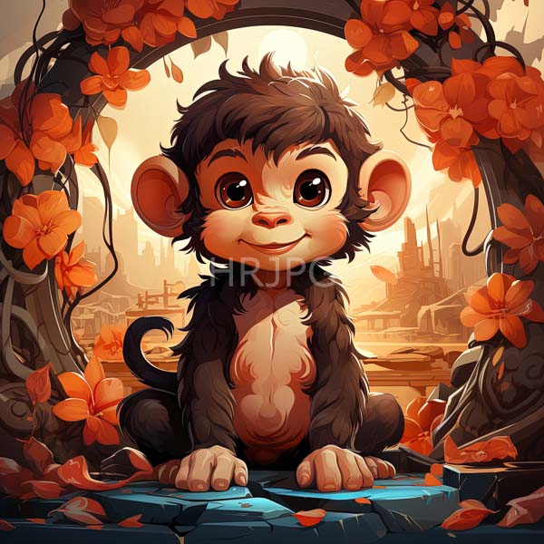 High Resolution: An endearing baby monkey with wide eyes, sitting in a vibrant forest. download. | HRJPG.com