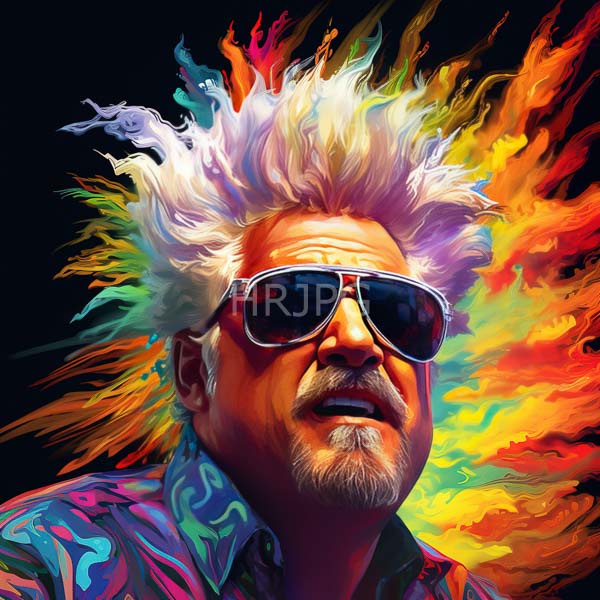 High Resolution: psychedelic portrait of a man with wildly colorful, spiky hair. download. | HRJPG.com
