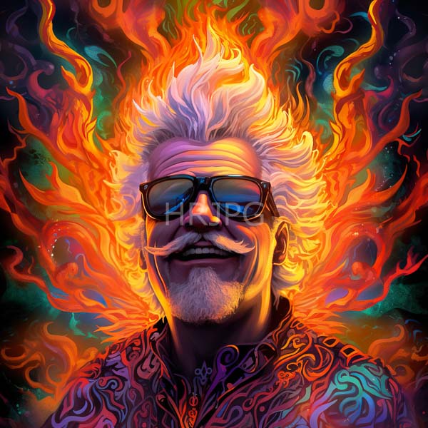 High Resolution: fiery portrait of a man with his hair turning into flames. download. | HRJPG.com