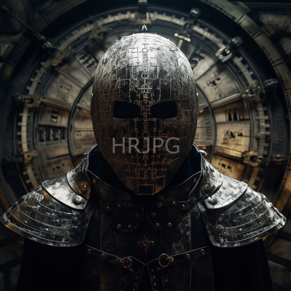 High Resolution: portrait of a warrior in heavily detailed, circuit-like armor. download. | HRJPG.com