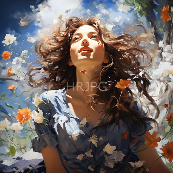High Resolution: portrait of a beautiful woman with long, brown hair and a serene expression. download. | HRJPG.com
