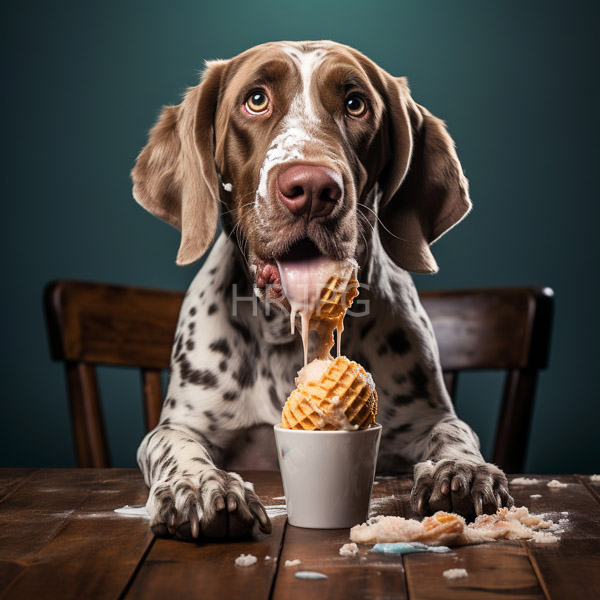 High Resolution: cute dog with a big smile, eating a messy ice cream cone. download. | HRJPG.com