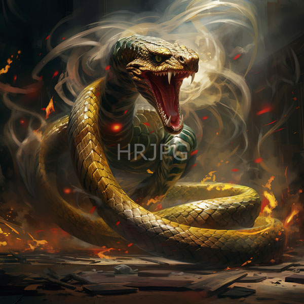 High Resolution: large, scaly snake monster with an open mouth and fangs. download. | HRJPG.com