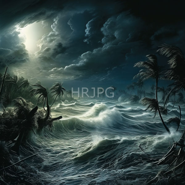 High Resolution: chaotic, stormy ocean scene with huge waves crashing on the shore. download. | HRJPG.com