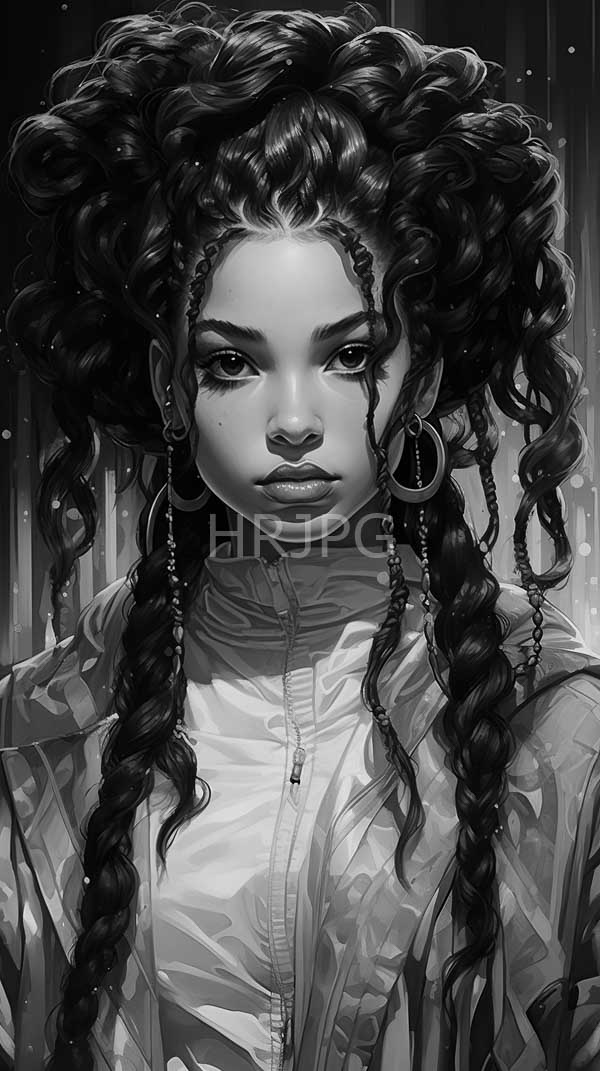 High Resolution: Female with long wavy hair looking straight ahead in a dark setting download. | HRJPG.com