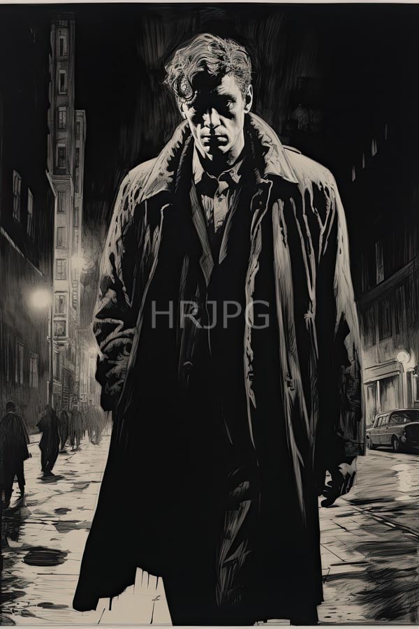 High Resolution: A man walking alone down a wet city street at night download. | HRJPG.com