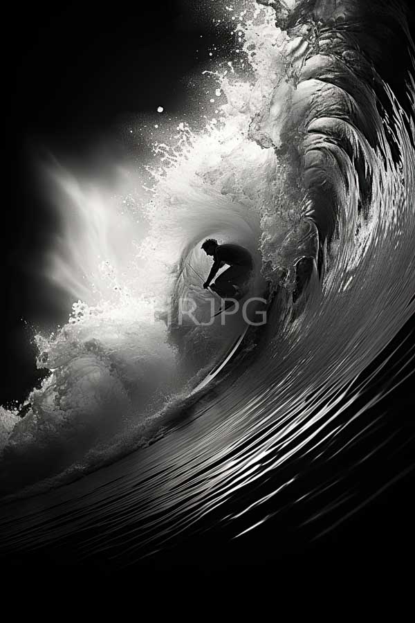 High Resolution: Black and white abstract painting of a huge wave in the ocean download. | HRJPG.com