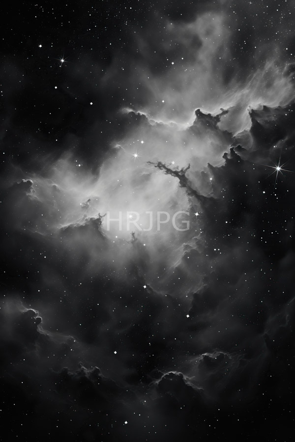 High Resolution: Black night sky with shining stars and misty cloud formations download. | HRJPG.com