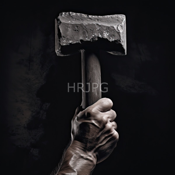 High Resolution: Man holding a big hammer in a gloomy and dark setting download. | HRJPG.com