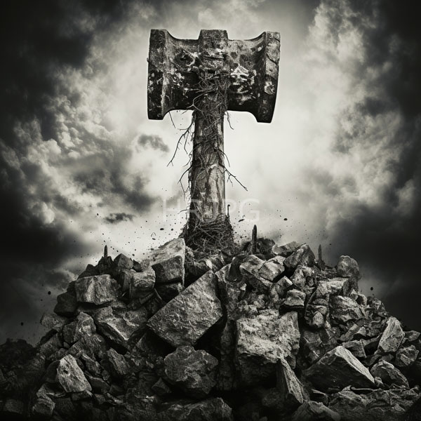 High Resolution: A cross on a pile of large rocks under a cloudy sky download. | HRJPG.com