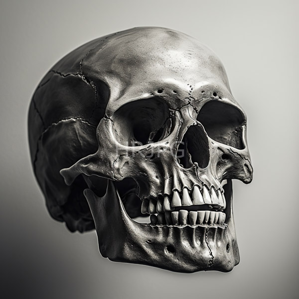 High Resolution: A detailed metallic skull close up in a profile view download. | HRJPG.com