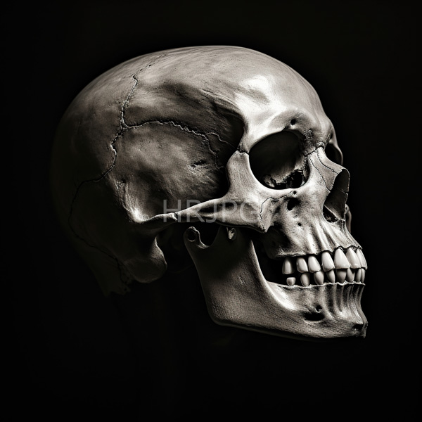 High Resolution: Detailed metal sculpture of a skull from the side view download. | HRJPG.com