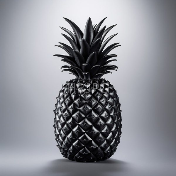 High Resolution: A metallic pineapple centered against a lit studio background download. | HRJPG.com