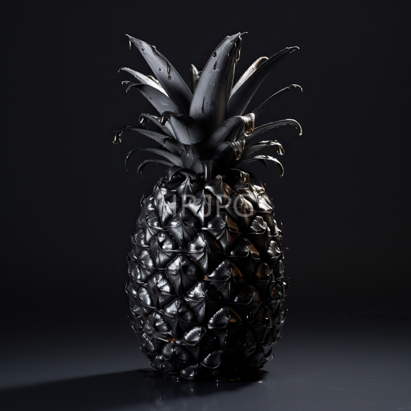 High Resolution: A single black textured pineapple against a dark background download. | HRJPG.com